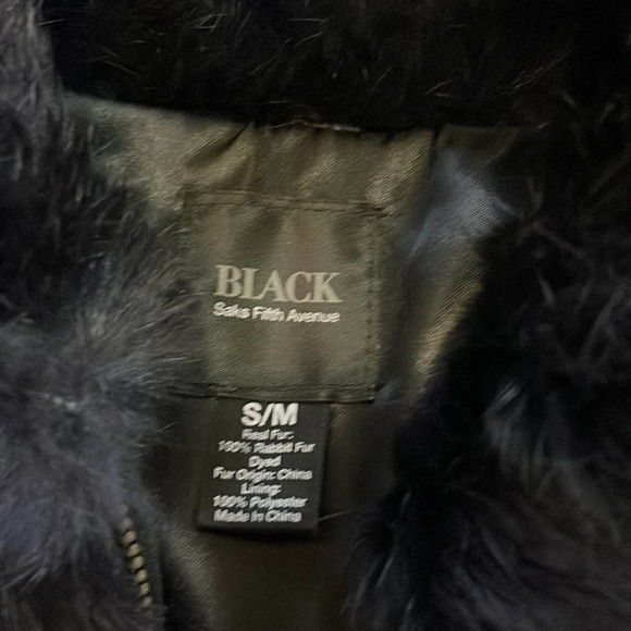 Saks Fifth Avenue Black Label 100% Rabbit Fur Zip Up Vest Women’s Size S/M - Picture 6 of 8
